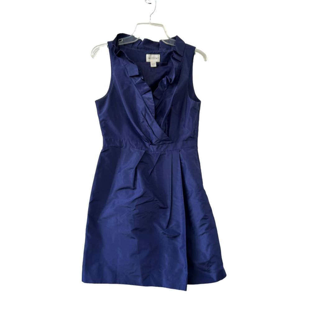 J. Crew Blakely Dress Silk Taffeta Ruffle Sleeveless Blue Women's Size 6